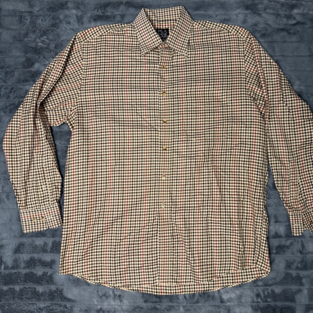 Jos. A. Bank Travelers Collection Mens Large Tattersall Check Button Down Shirt